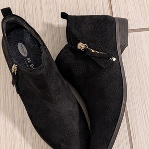 Dr. Scholl's Black Ankle Booties with Gold Accents